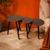 منضدة قهوة دائرية داكنة اللون تحتوي على شاي خشبي من نوع الخشب Specification image